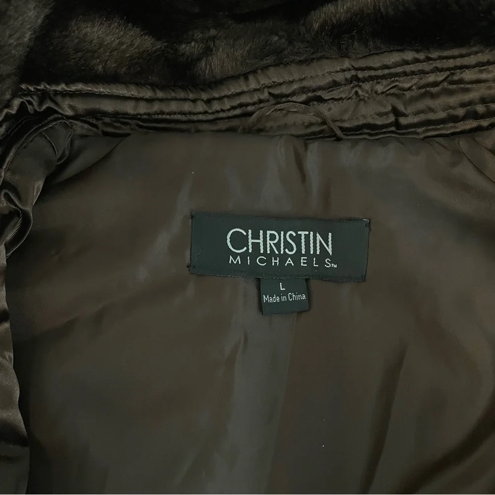 Christin Michaels Girls Vest with Faux Fur Zip Hood and Waist Belt (size: L)